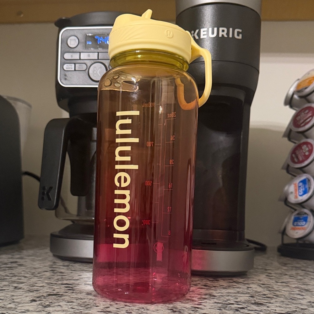 Lululemon Pink and Yellow Water Bottle